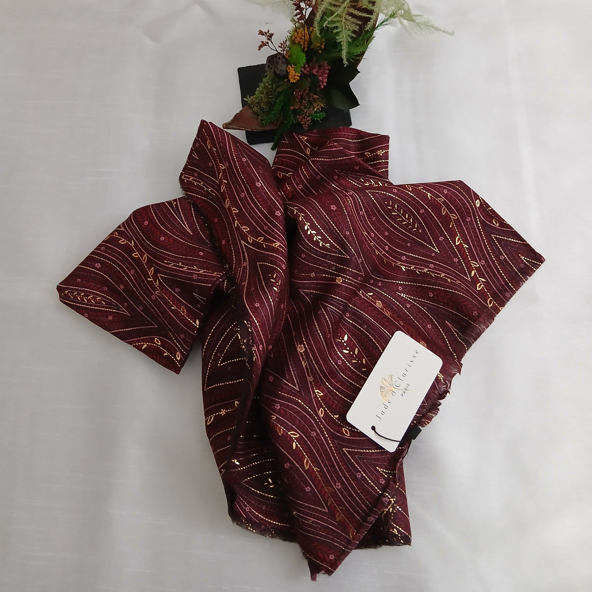 Foulard Vagues Bordeaux Doré Jade & Clarisse