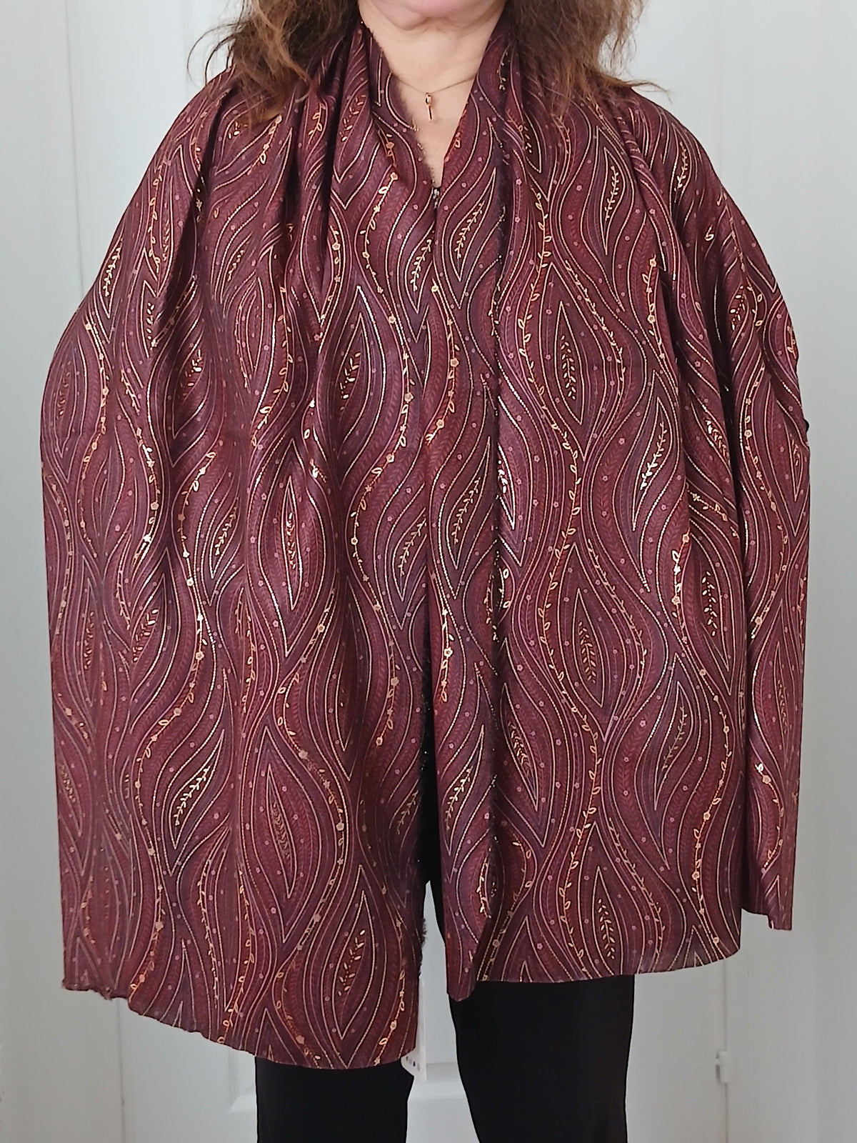 Foulard Vagues Bordeaux Doré Jade & Clarisse