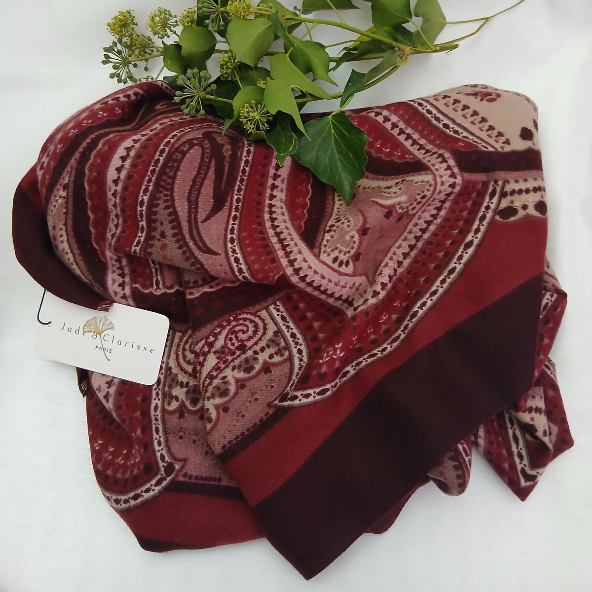 Châle Paisley Bordeaux et Rose