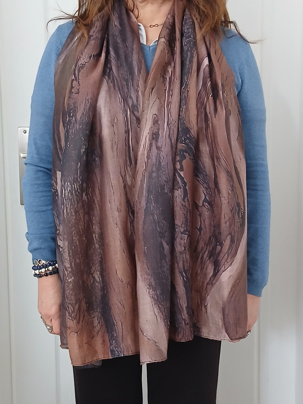 Foulard Marbré Brun-Mauve