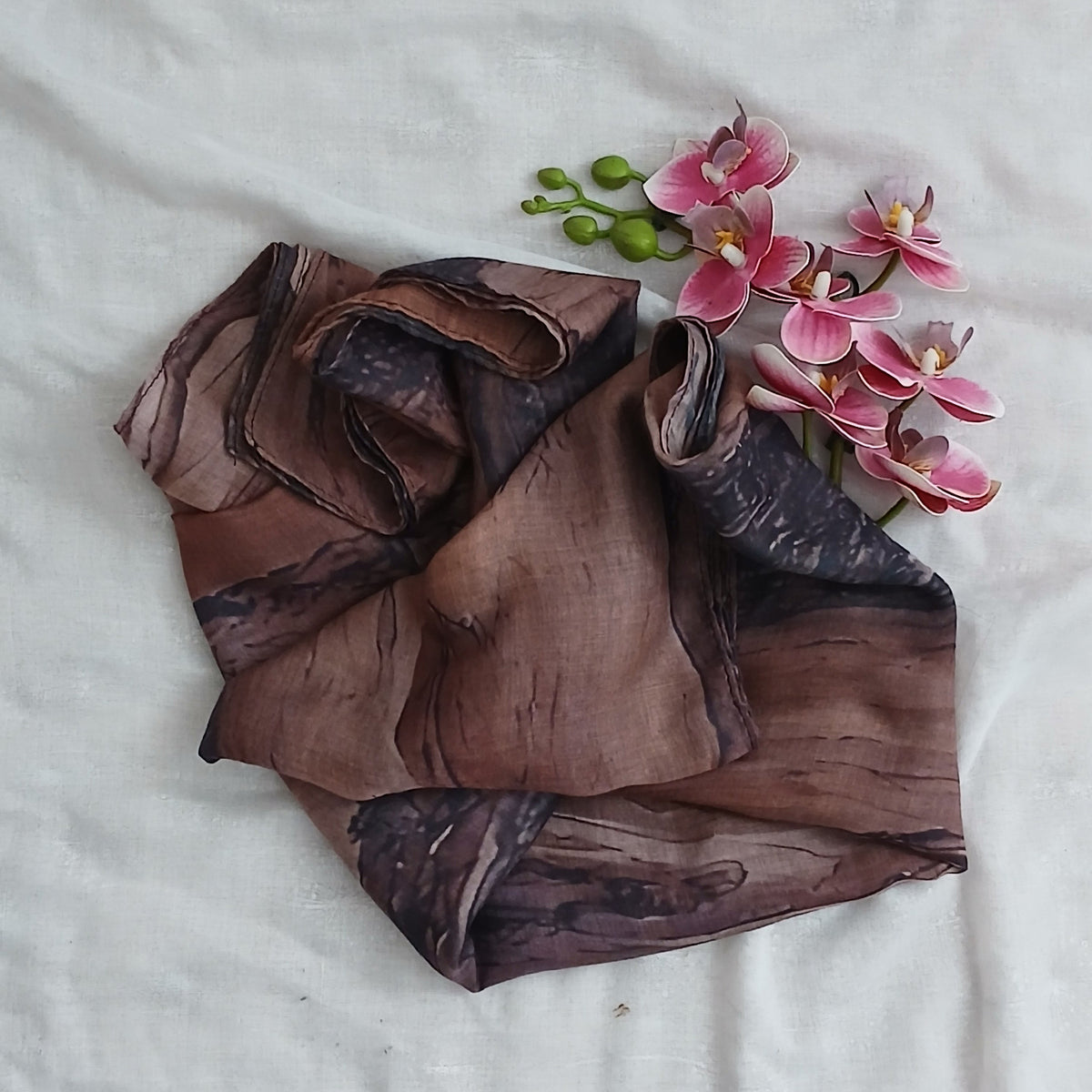 Foulard Marbré Brun-Mauve