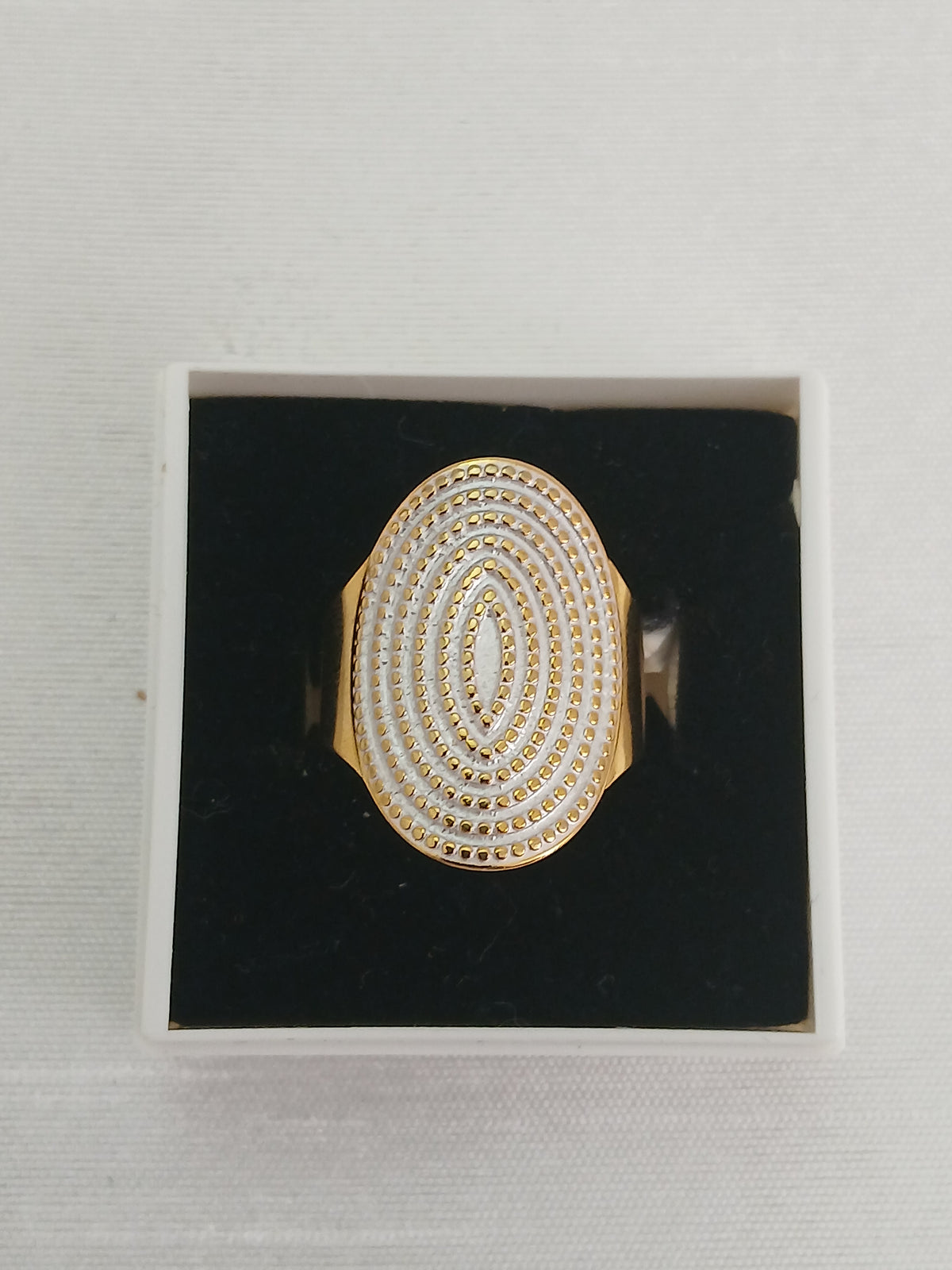 Jolie Bague Réglable Ovale Dorée Cercles