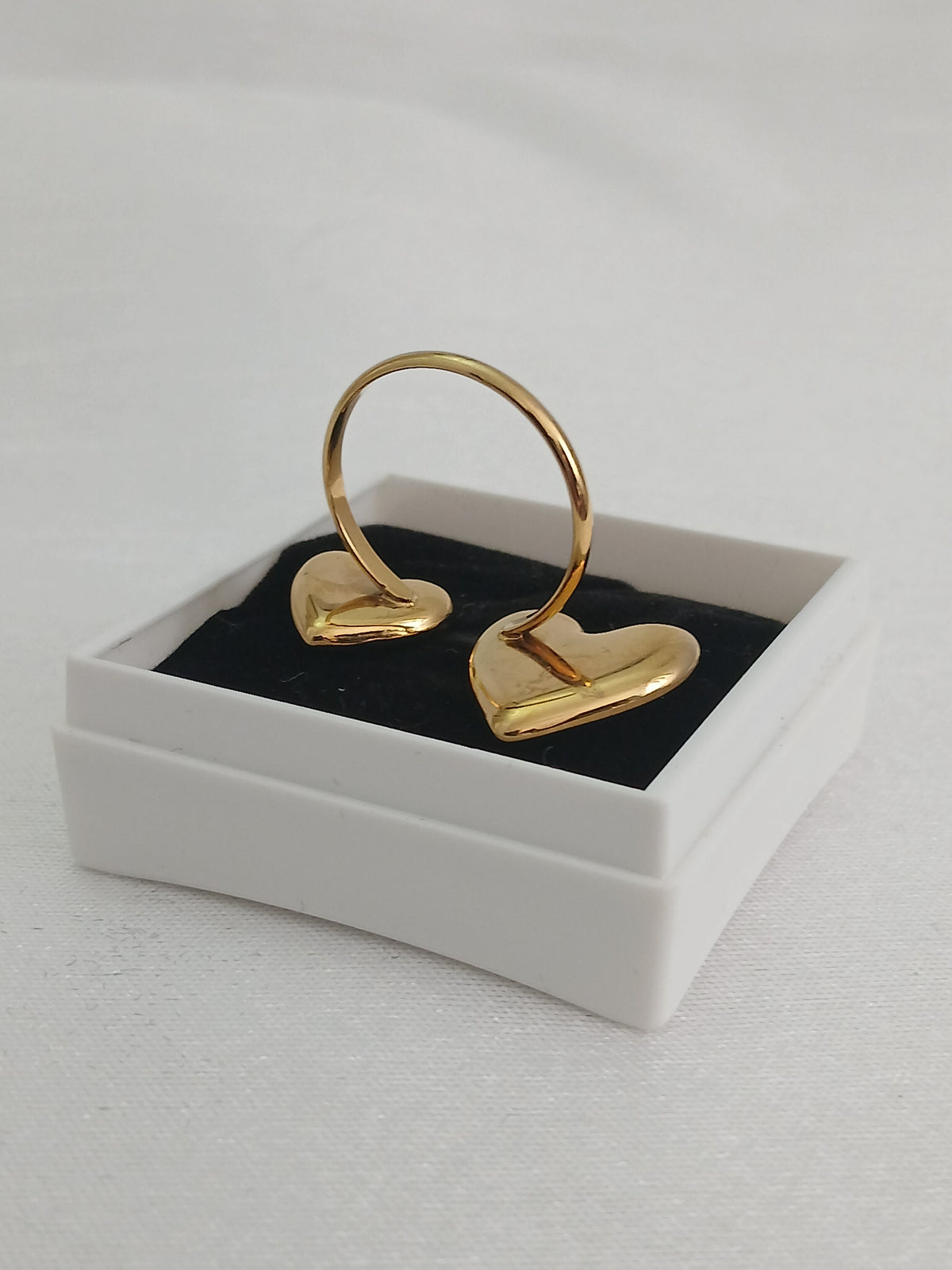Jolie Bague Réglable Double Cœur Doré