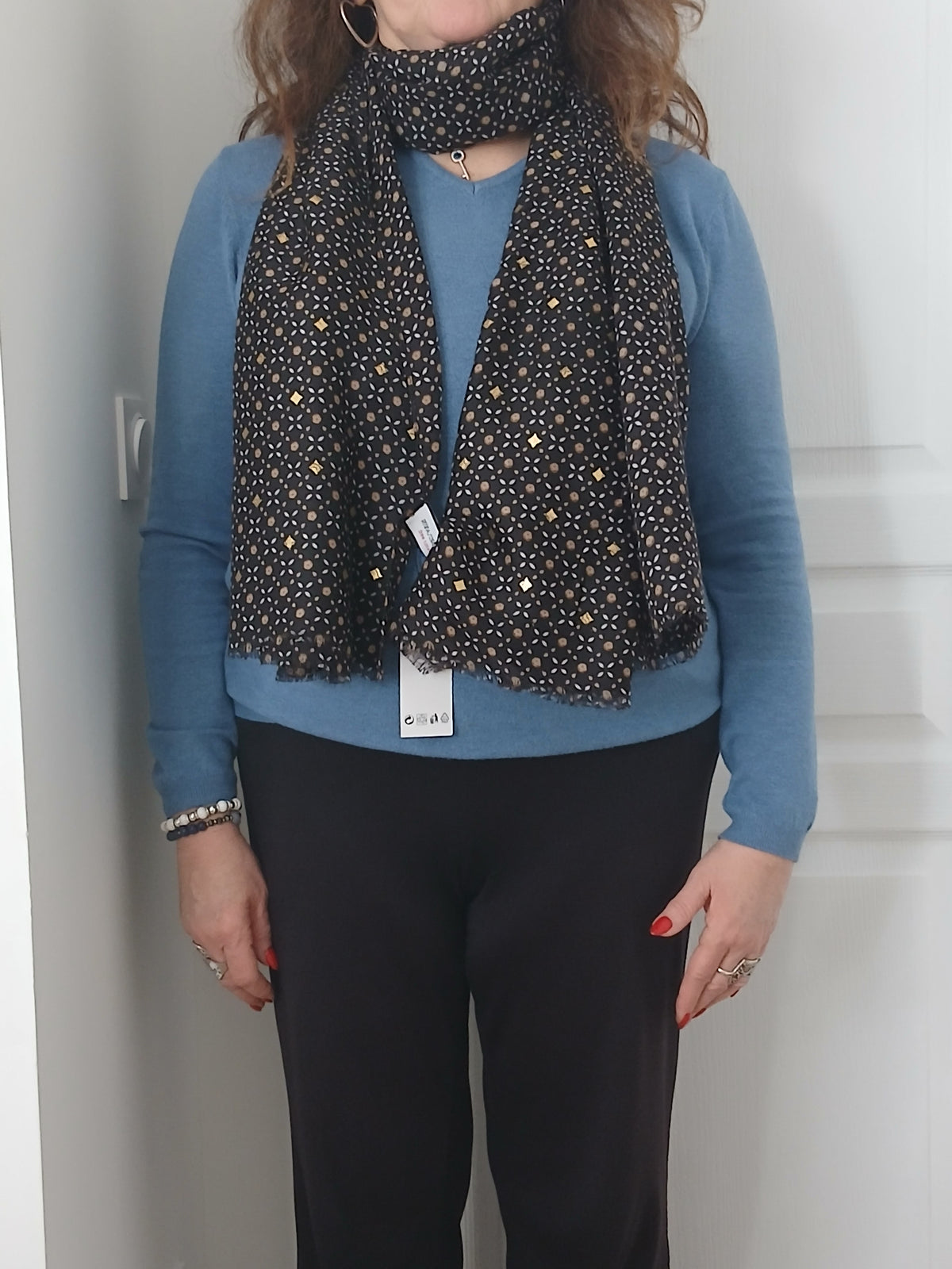 Foulard Micro-Géométrique Noir et Blanc Regina Schrecker